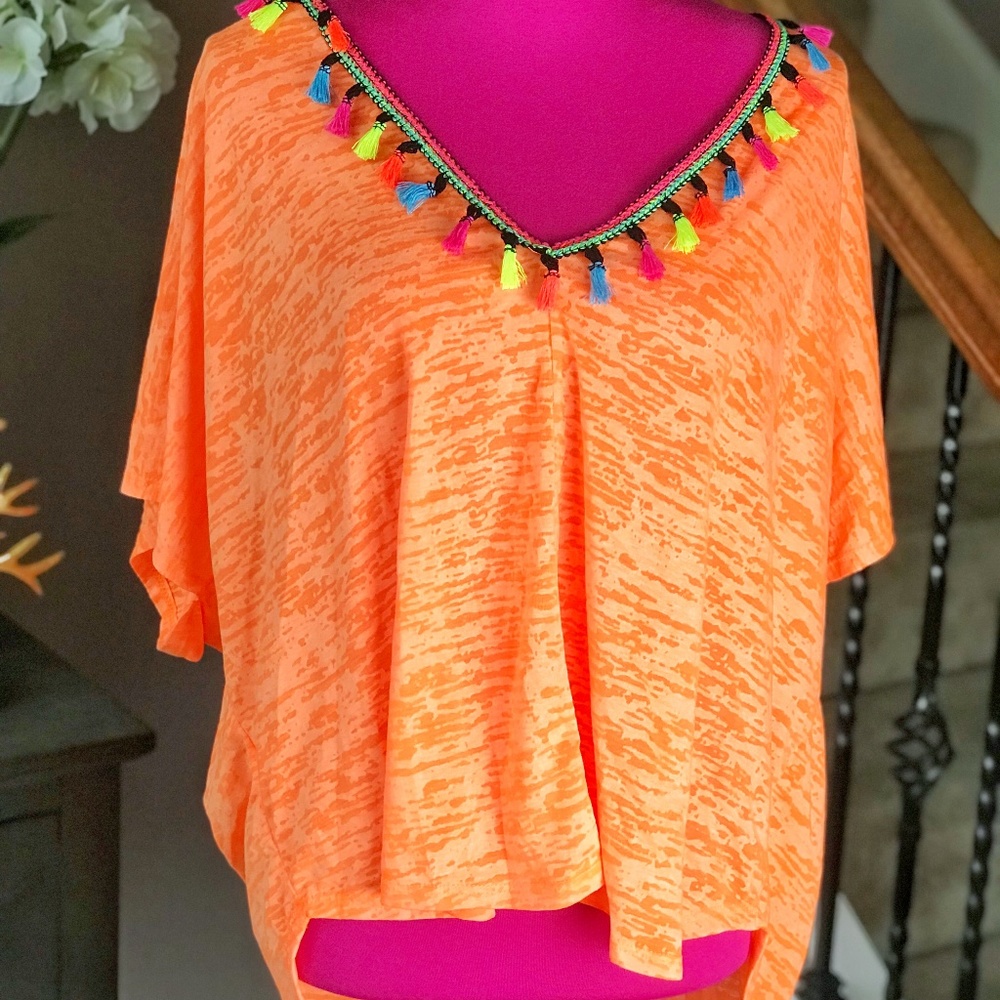 Orange High Lo Fringe Tunic